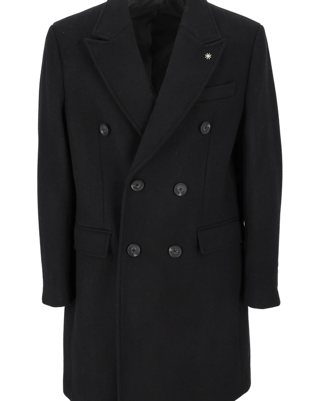 MANUEL RITZ cappotto doppiopetto spigato nero