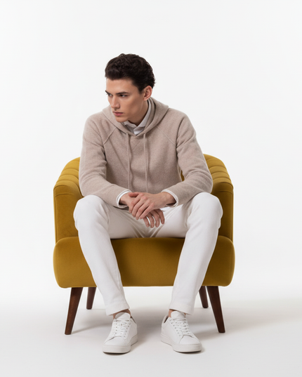 Felpa con cappuccio 100% lana masq