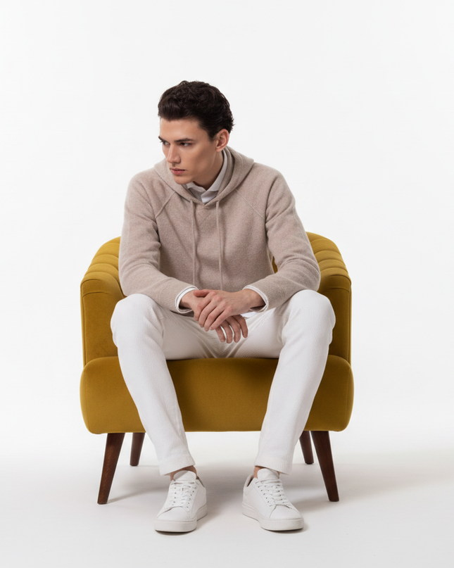 Felpa con cappuccio 100% lana masq