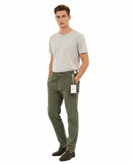 ENTREAMIS pantalone con elastico e pince velluto a costine strette