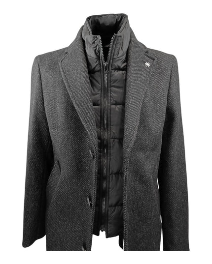 MANUEL RITZ cappotto monopetto con pattina interna rimovibile inmisto lana