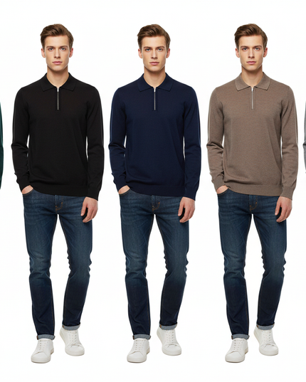 Polo mezza zip 100% lana masq