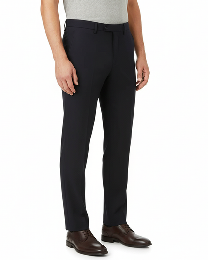 ENTRE AMIS Pantalone in fresco lana blu tasca america slimfit capri