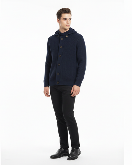 Giacca con cappuccio e bottoni 100% lana masq