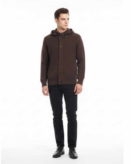 Giacca con cappuccio e bottoni 100% lana masq