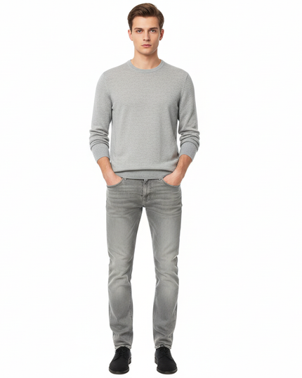 ENTREAMIS jeans 5tk denim grigio chiaro corto slimfit