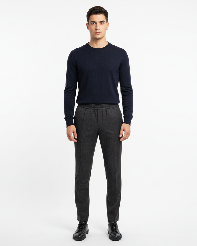 ENTREAMIS pantalone regular fit con pince e molla in vita modello capri