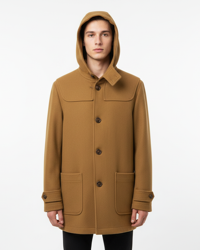 SANTANIELLO montgomery con cappuccio e tasche frontali modello HOLMES 75% LA 20% PA 5% WS