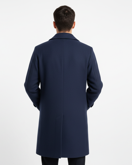 SANTANIELLO CAPPOTTO MONOPETTO BLU 70% LA  25% PO 5 % PA