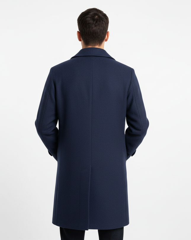 SANTANIELLO CAPPOTTO MONOPETTO BLU 70% LA  25% PO 5 % PA