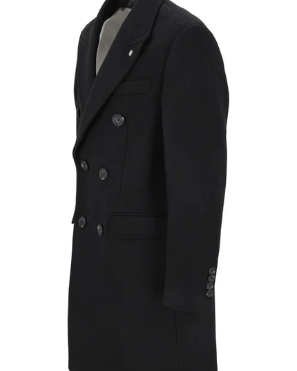 MANUEL RITZ cappotto doppiopetto spigato nero