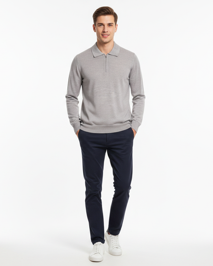 Polo mezza zip 100% lana masq