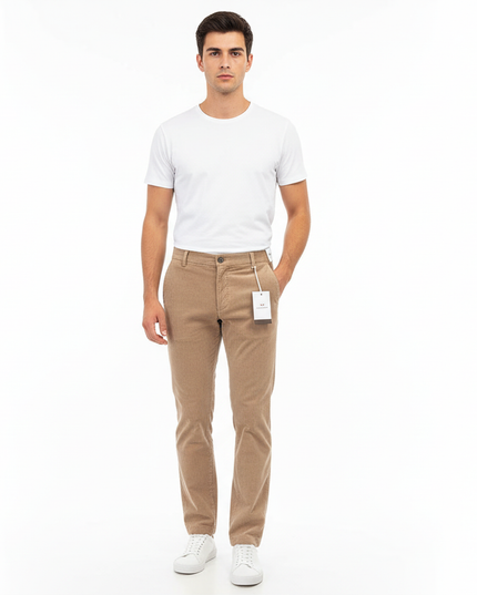 ENTREAMIS pantalone con elastico e pince velluto a costine strette