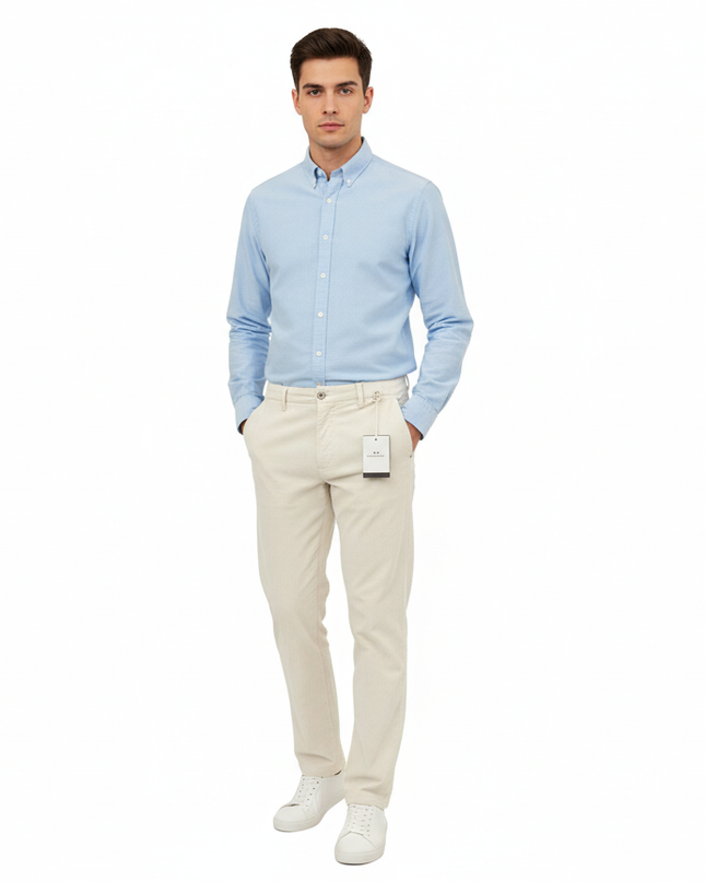 ENTREAMIS pantalone con elastico e pince velluto a costine strette