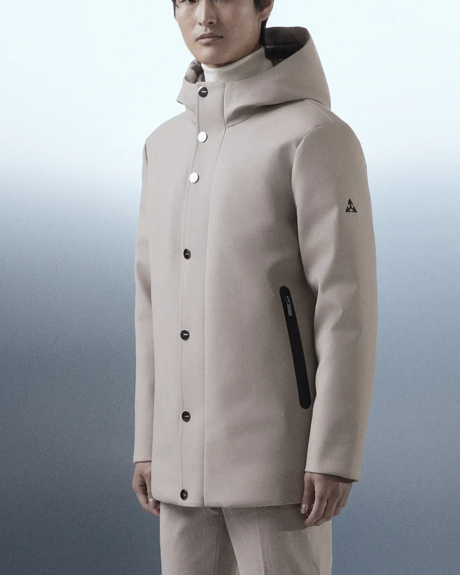 HESKIMO Parka lungo con cappuccio in nylon stretch waterproof traspirante