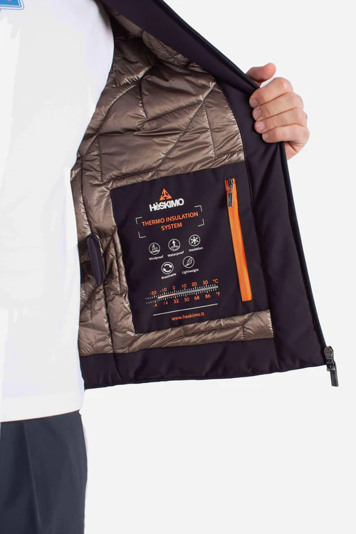 HESKIMO Giubbotto softshell nero con Imbottitura Sorona® con Cappuccio
