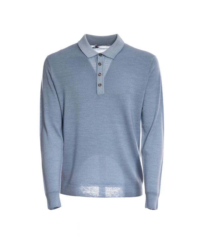 Polo con bottoni tinto in capo 100% lana