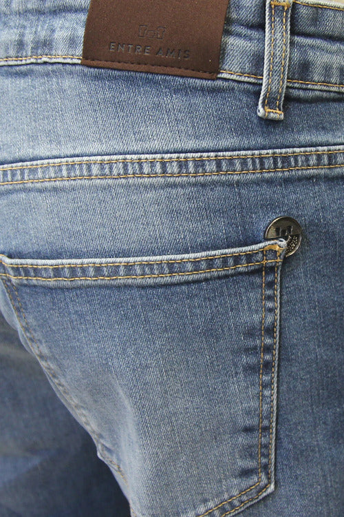 ENTREAMIS denim blue 5tk corto slimfit