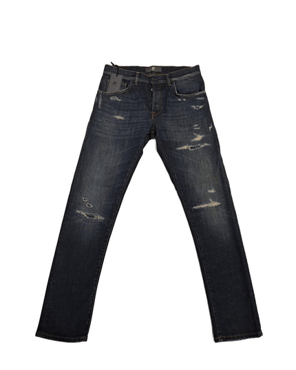 Pt Torino jeans in denim sabbiato slimfit con strappi