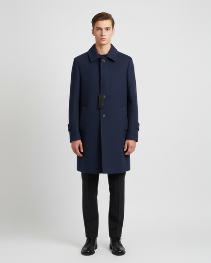 SANTANIELLO CAPPOTTO MONOPETTO BLU 70% LA  25% PO 5 % PA